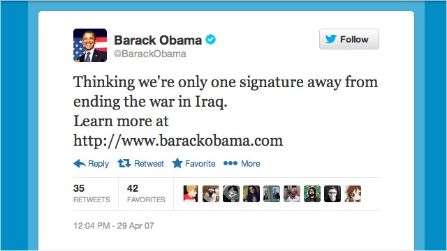 There are many iconic first tweets, one of them is Barrack Obama's.
