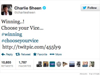 first tweet charlie sheen