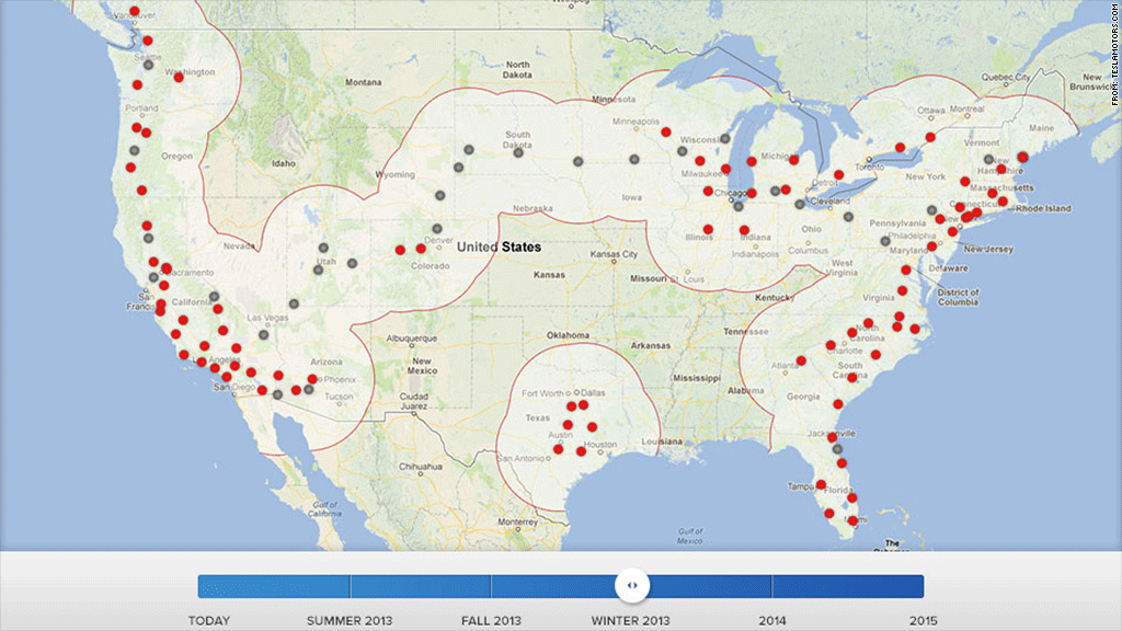 tesla supercharger map