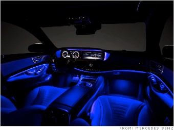 mercedes benz s class interior blue