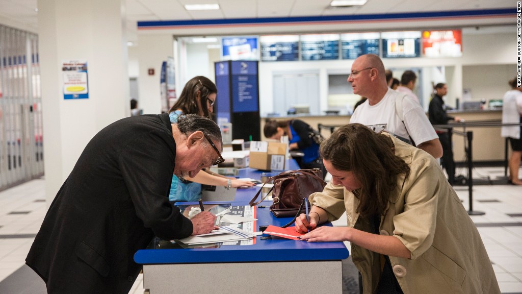 The bank is the post office