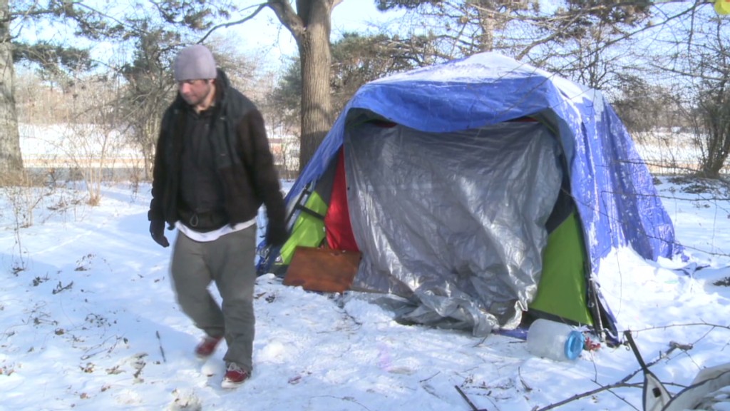 Braving the cold in Camden's tent city
