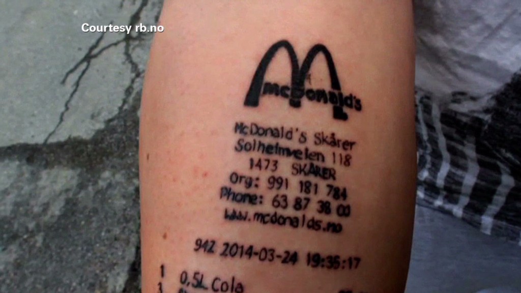 You got a tattoo of a McDonald's receipt?