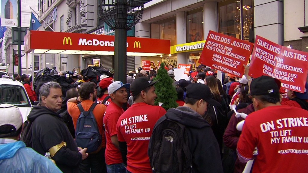 Protesters: Double minimum wage!