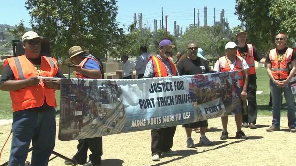 California port truck drivers on strike