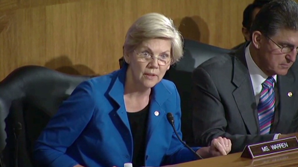 Senator Warren quotes CNNMoney's story at the hearing