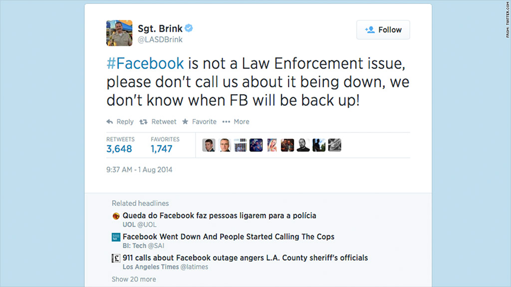 facebook down 911