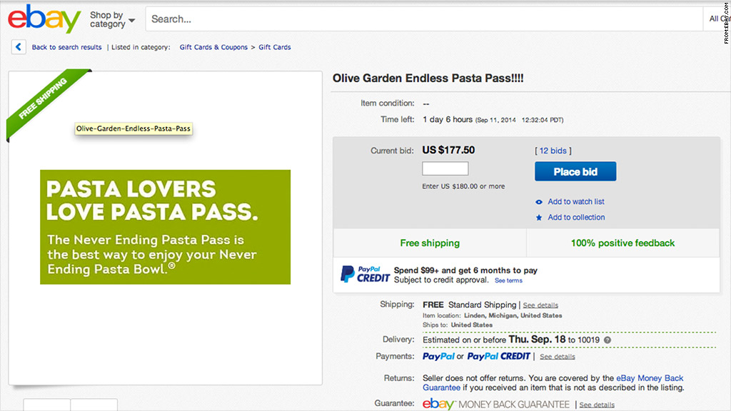 olive garden ebay 