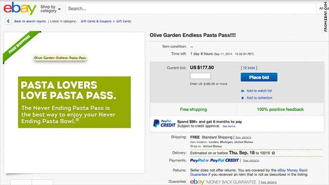 Beware Of Olive Garden Passes On Ebay