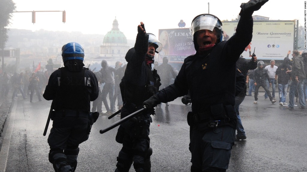 ecb naples protests