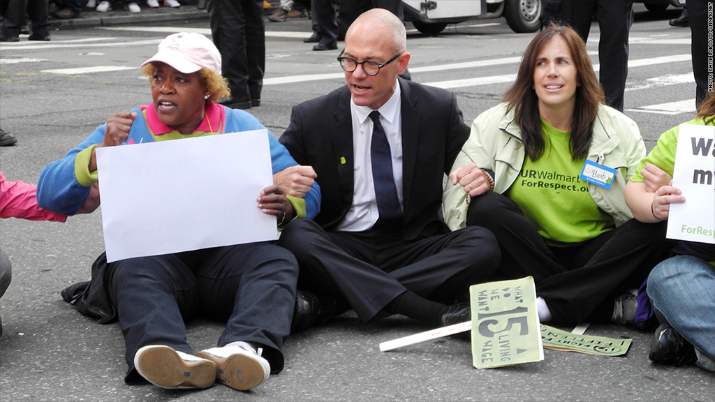 wal mart protest sitting 