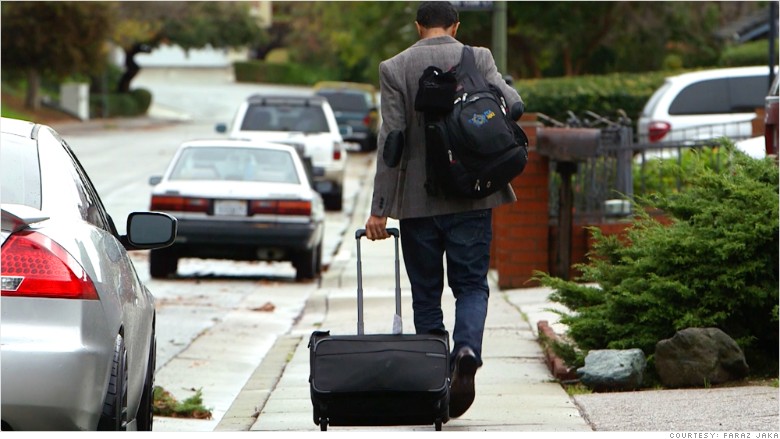 homeless poker player luggage