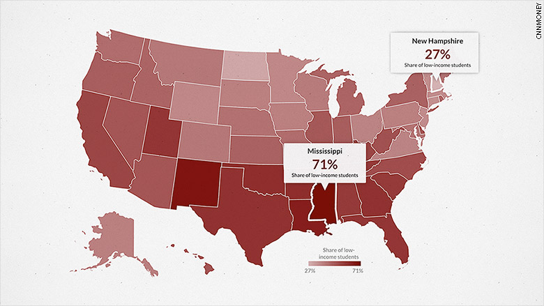 low income students map