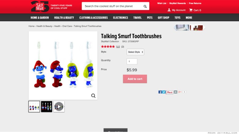 skymall talking smurf toothbrushes 