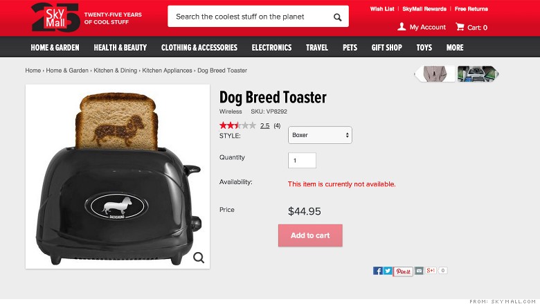 skymall dog breed toaster 