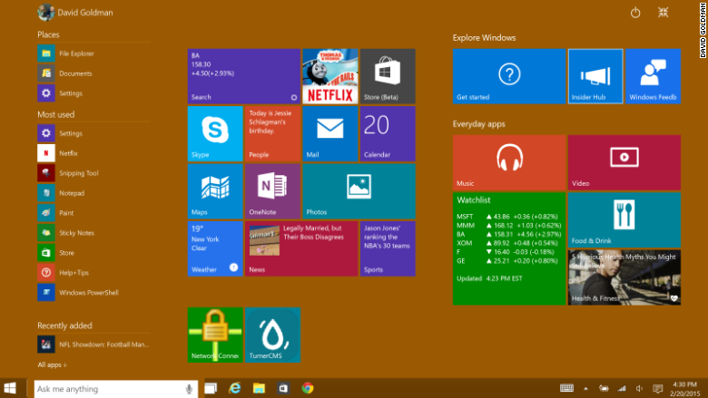 windows 10 start menu large