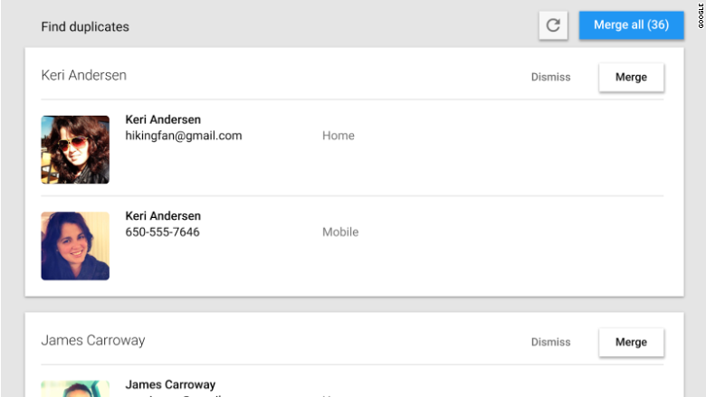 google contacts preview duplicates