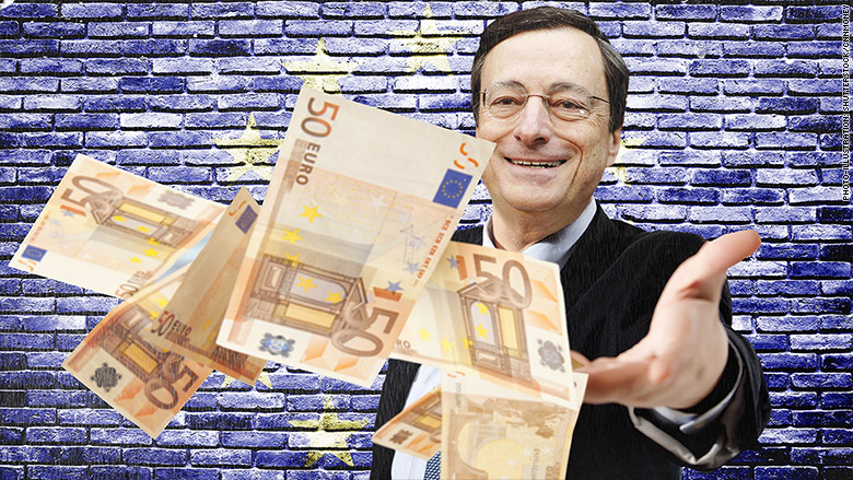 mario draghi raining euros