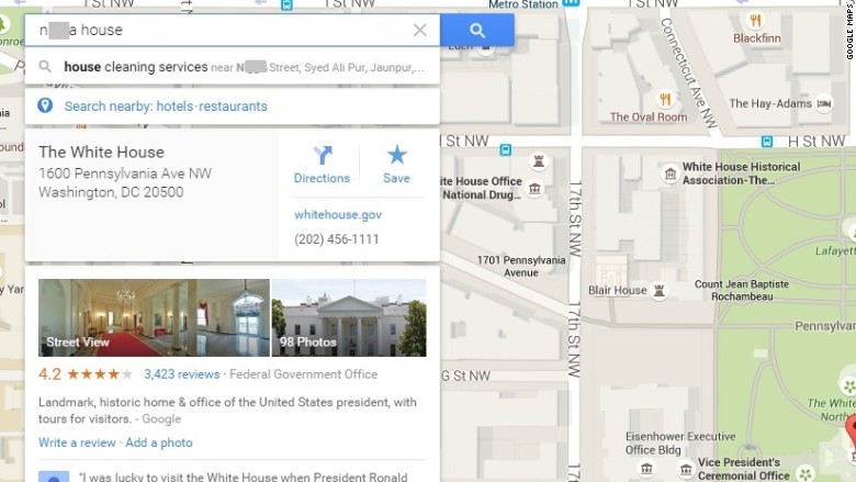 google maps white house n word