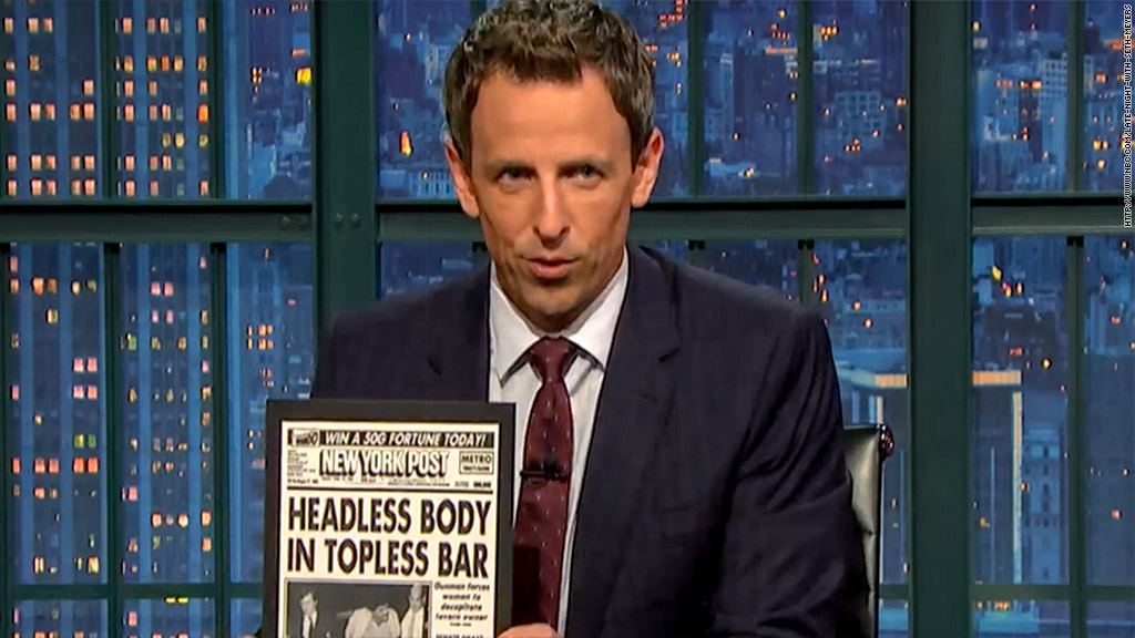 Seth Meyers pays homage to V.A. Musetto's great headline