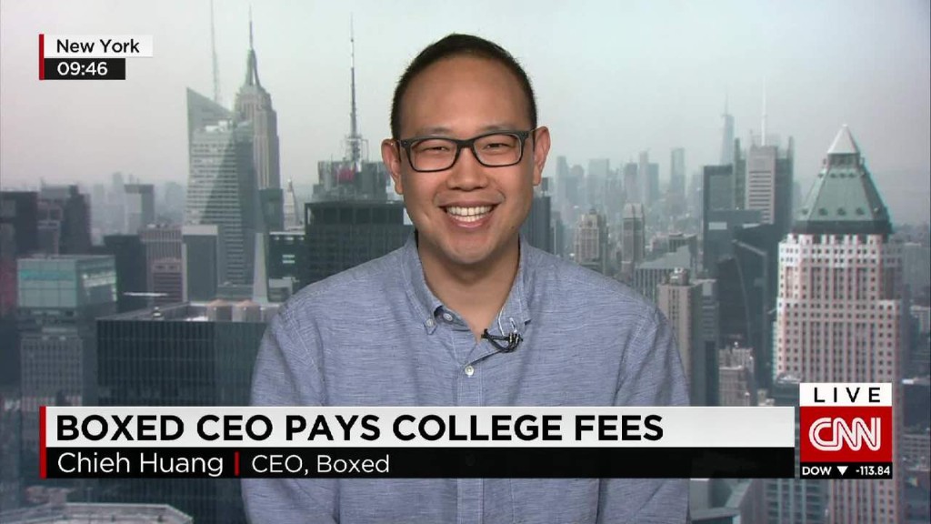 Boxed CEO pays college tuition for workers' kids