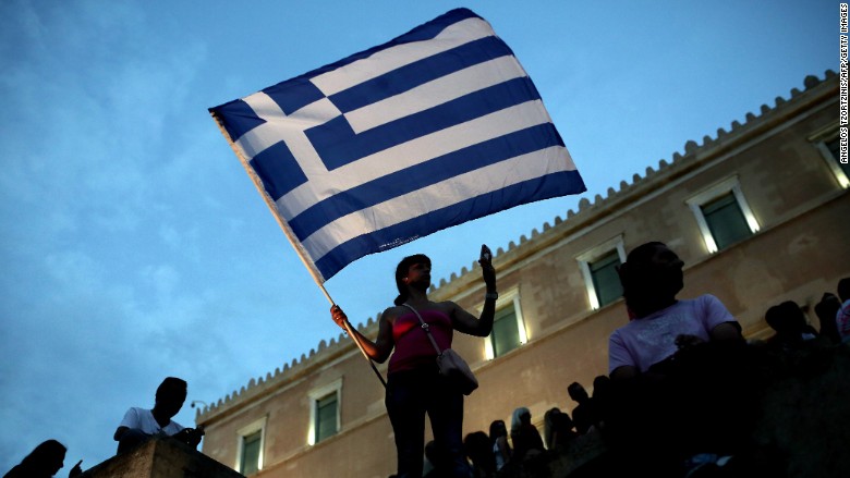 greece flag markets protest