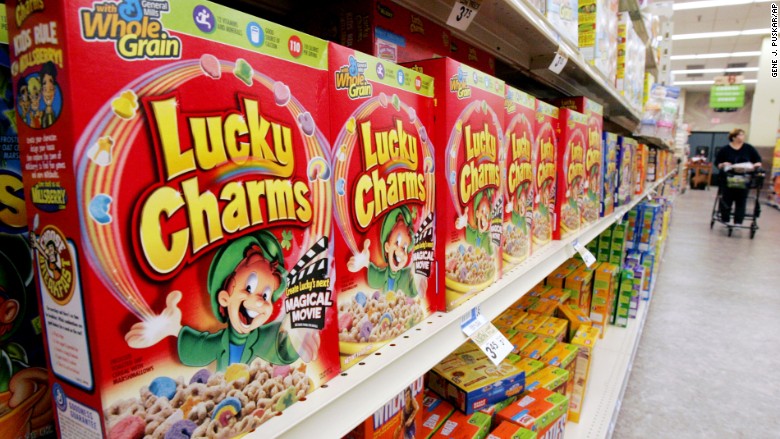 lucky charms cereal shelf