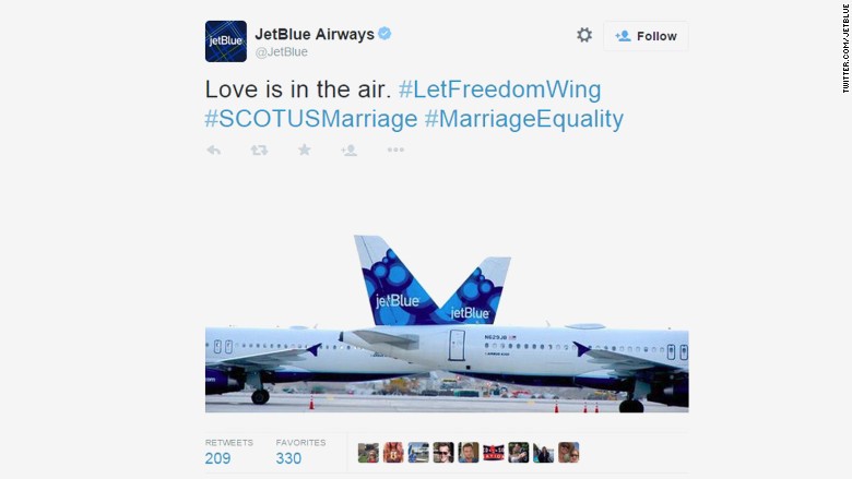 Jetblue Corporate America Celebrates Gay Marriage Decision Cnnmoney