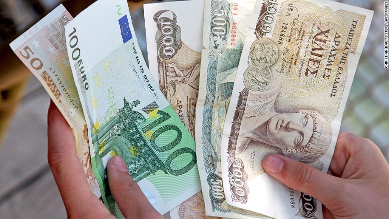 greece euros and drachma