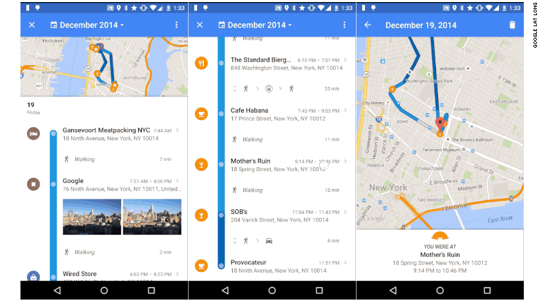 Google maps timeline