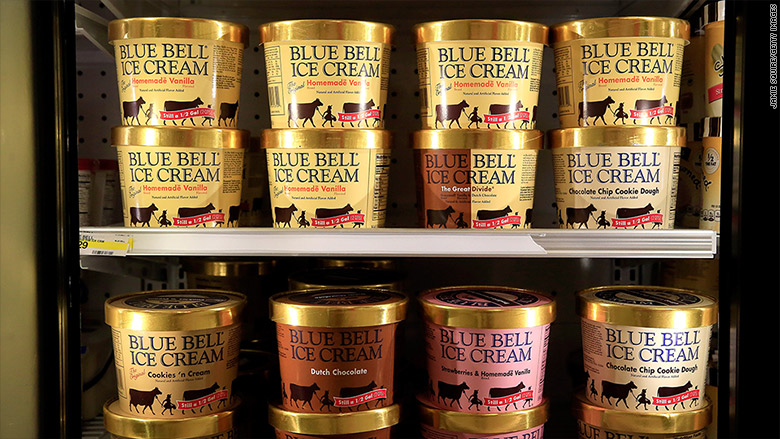 blue bell ice cream shelf