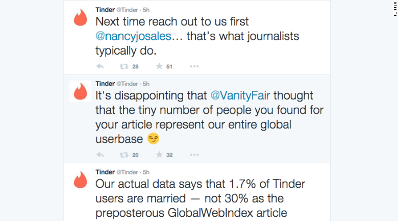 Tinder Says It Overreacted To Vanity Fair Story With 30 Tweet Rant 