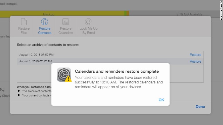 apple icloud restore success