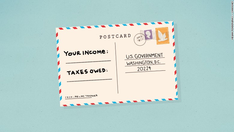 income taxes postcard