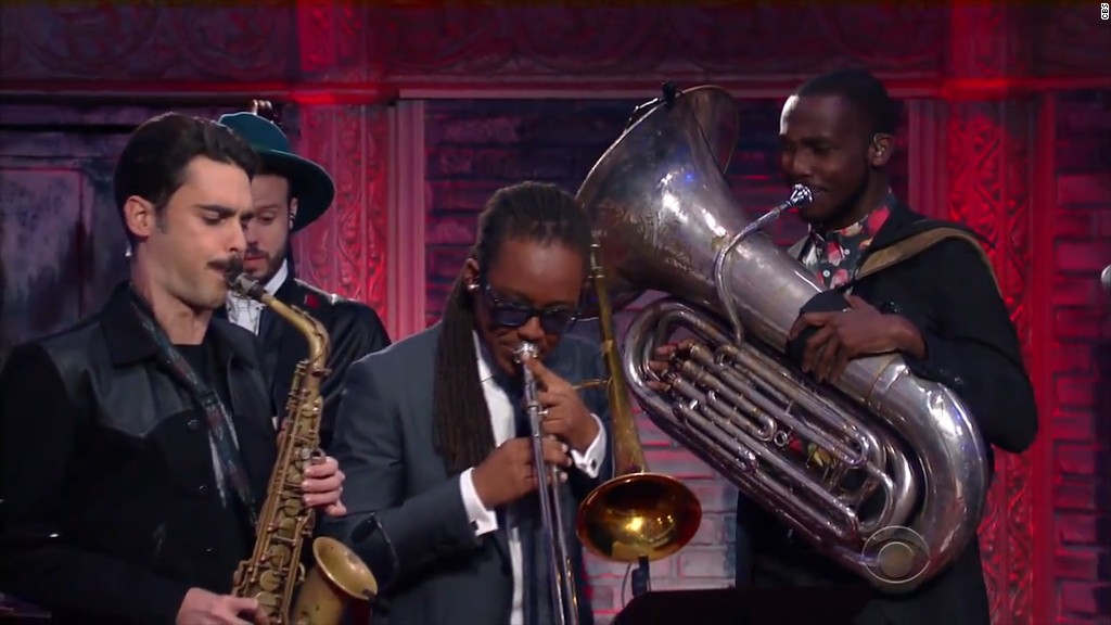 Colbert's band pays tribute to Paris