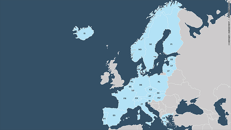 schengen agreement map