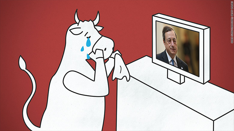 bull crying mario draghi