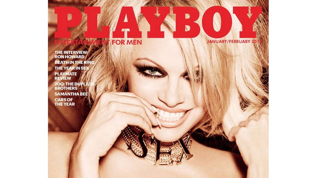 Pamela Anderson on the cover of the last nude Playboy