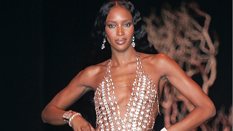 NEW YORK CITY, NY - SEPTEMBER 12: Model Naomi Campbell walks the runway for the Chris Aire show during Olympus Fashion Week Spring 2005 in Bryant Park September 12, 2004 in New York City. (Photo by Scott Gries/Getty Images)