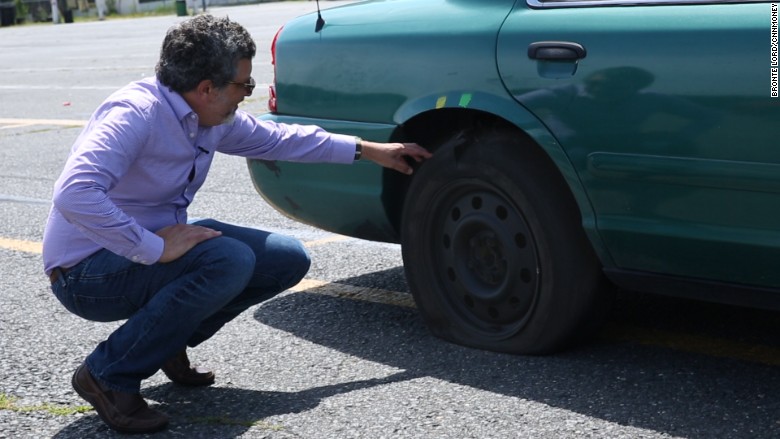 stunt driving peter with tire