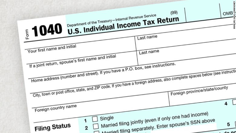 close up 1040 tax form