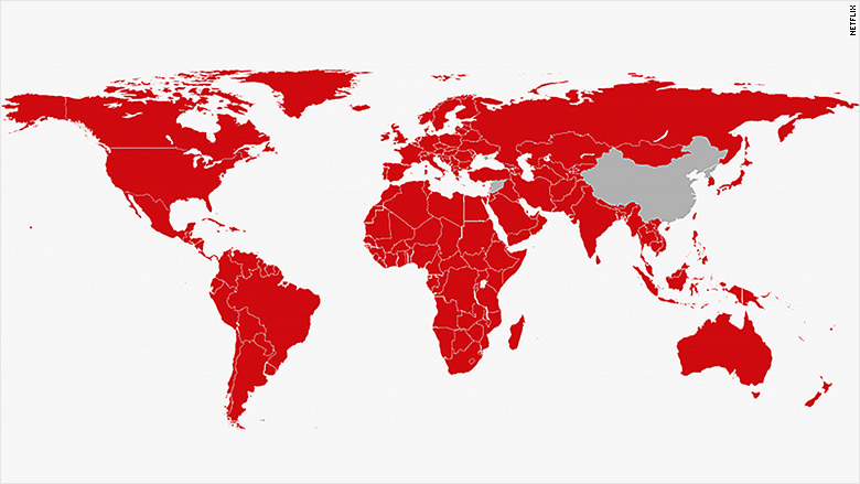 mapa de países disponíveis para Netflix