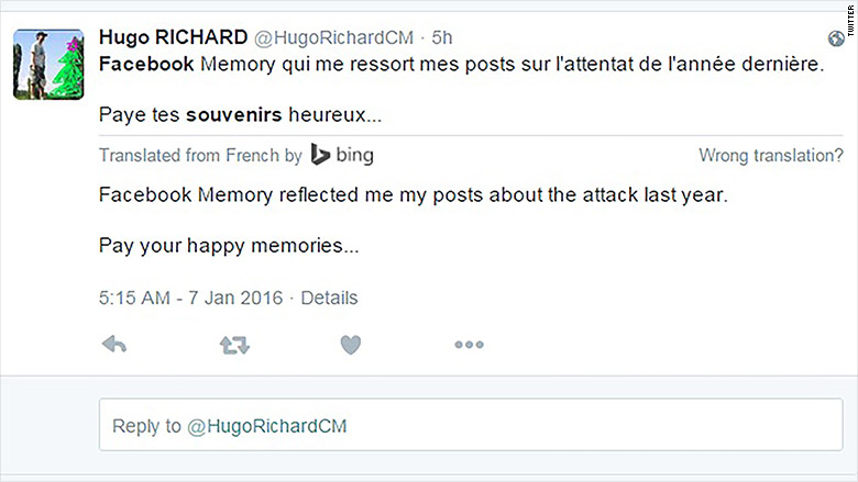 charlie hebdo facebook memories tweet 2