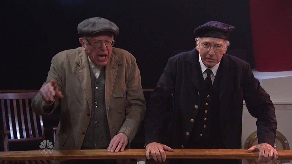 Bernie Sanders Meets Larry David As Snl Debuts Bern Your Enthusiasm