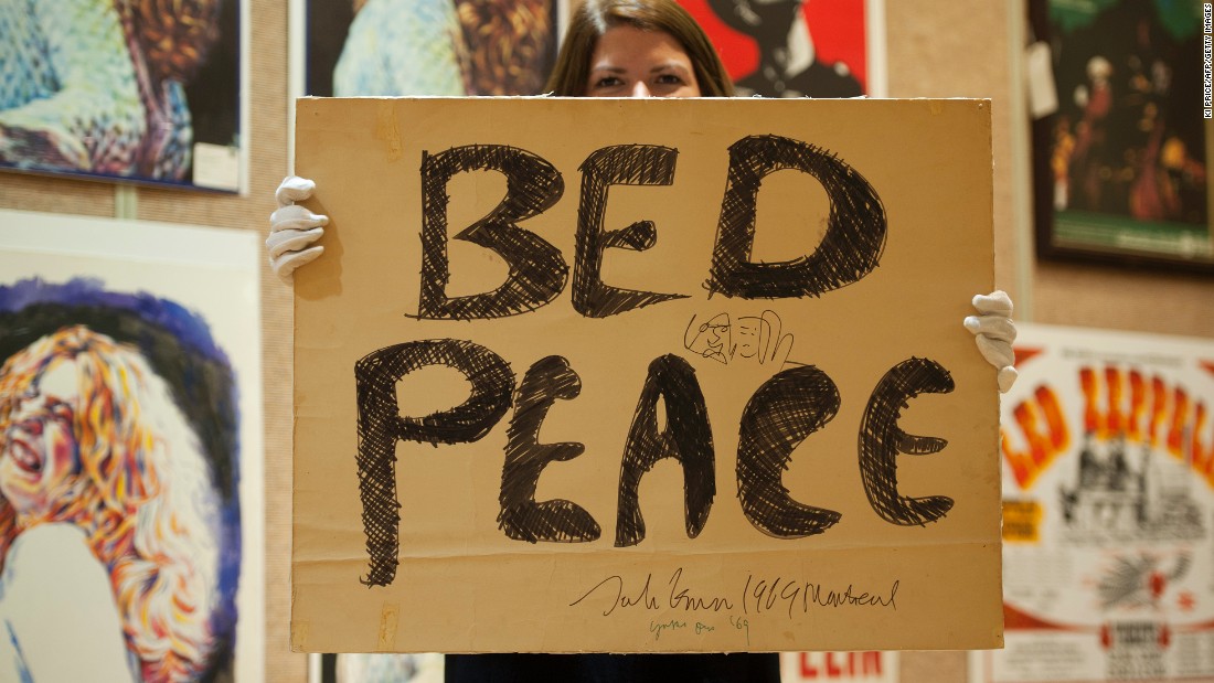 John Lennon bed peace
