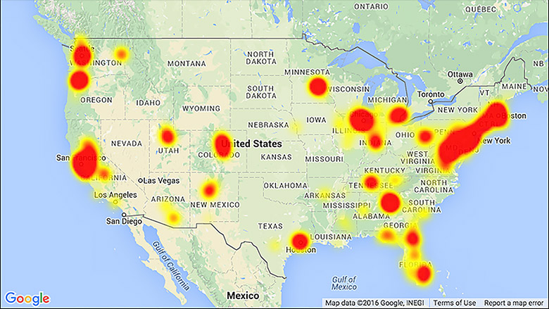 Comcast Offers Credit For Monday S Service Outage   160215123358 Comcast Outage Map Feb 15 780x439 