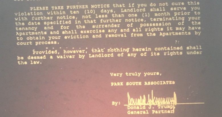 Donald Trump eviction threat