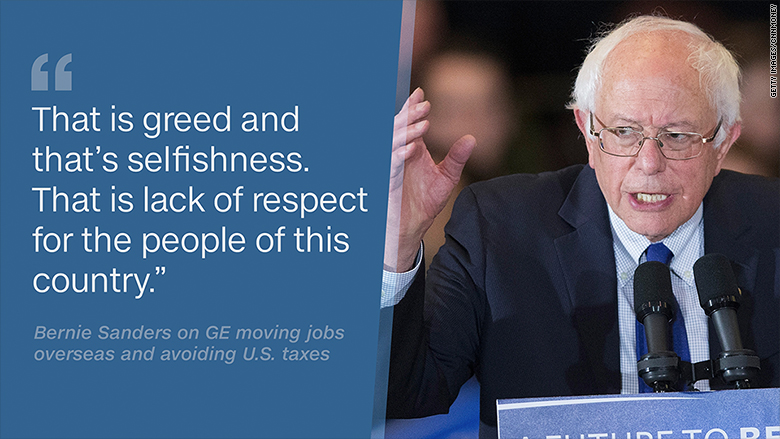 bernie sanders general electric greed