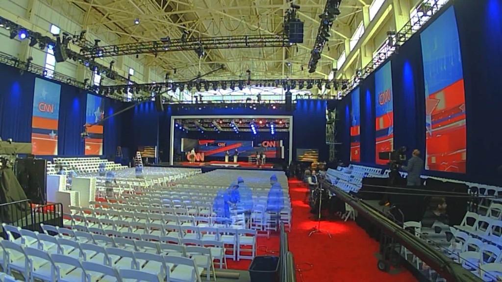 Watch the New York debate stage get built