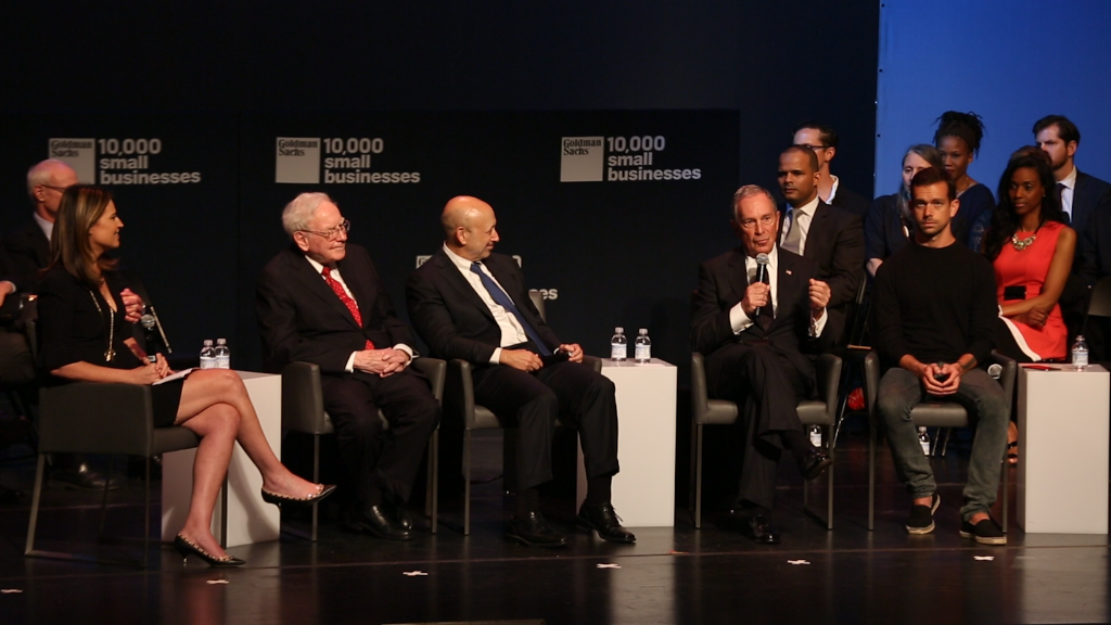 Buffett, Blankfein, Bloomberg and Dorsey on one stage